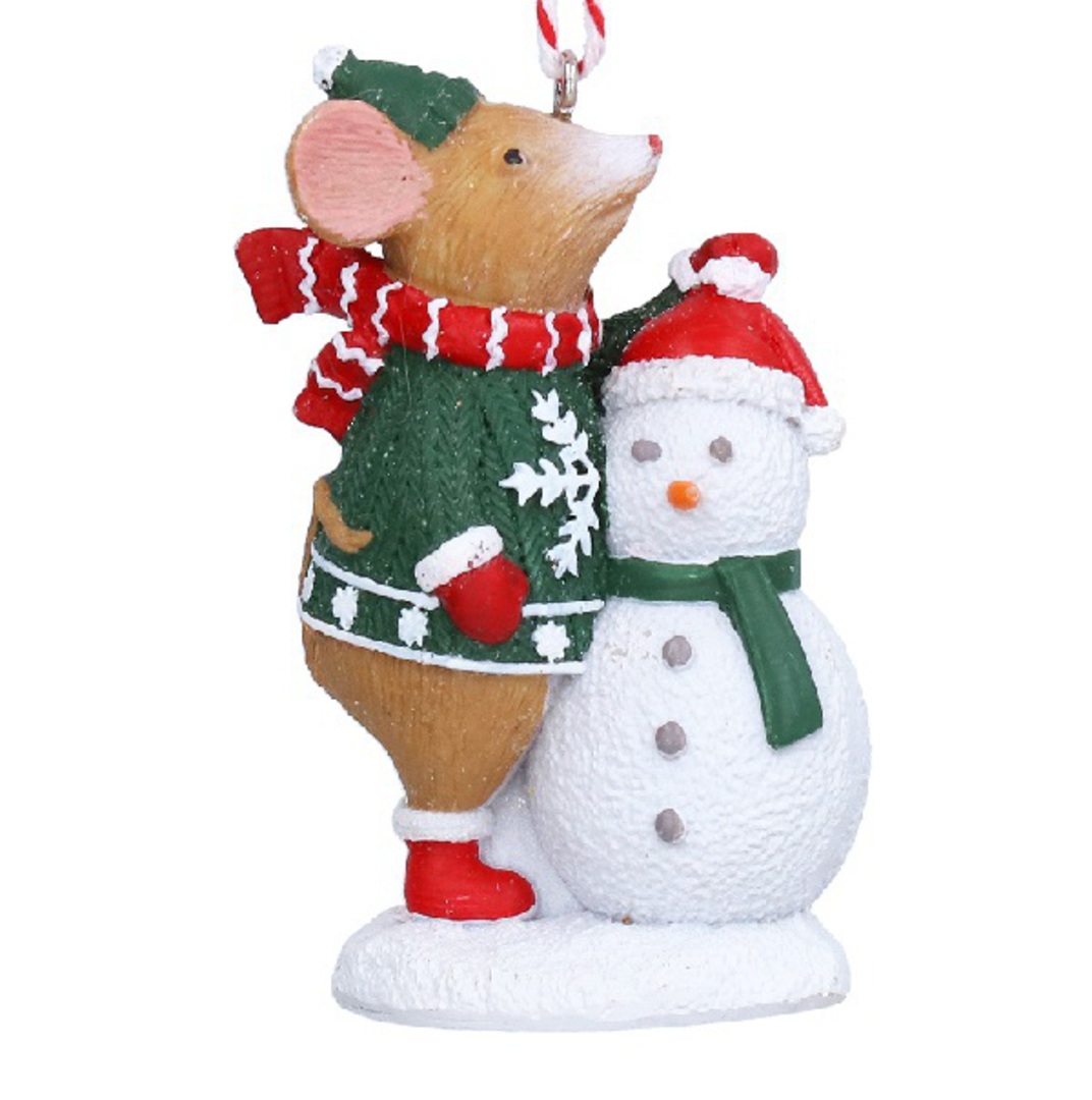 Resin Mouse With Snowman, Alfie 7cm *ETA Nov image 0